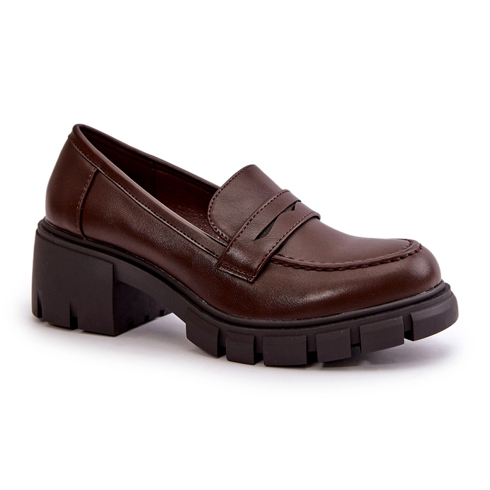 Cm Paris Pantofi de damă cu toc joasă din piele ecologică, maro închis 3