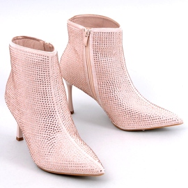 Botine cu toc înalt cu cristale Demish Champagne roz 3