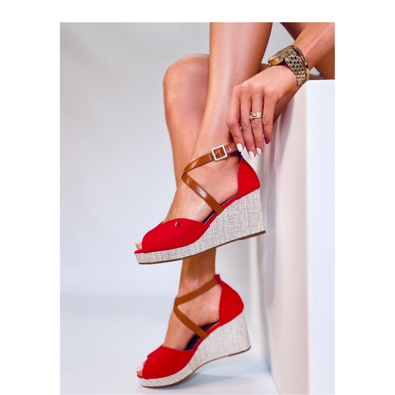 Sandale cu pană cu vârf deschis Berna Red - Inello roșu 1