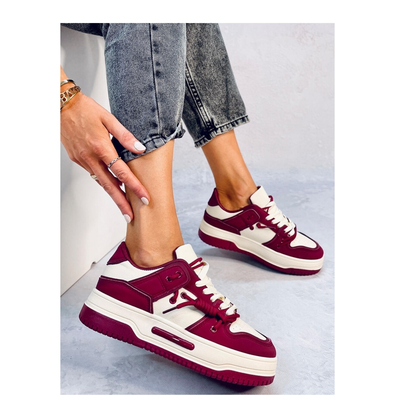 Adidasi Clavell Wine cu talpa inalta - Inello roșu 2