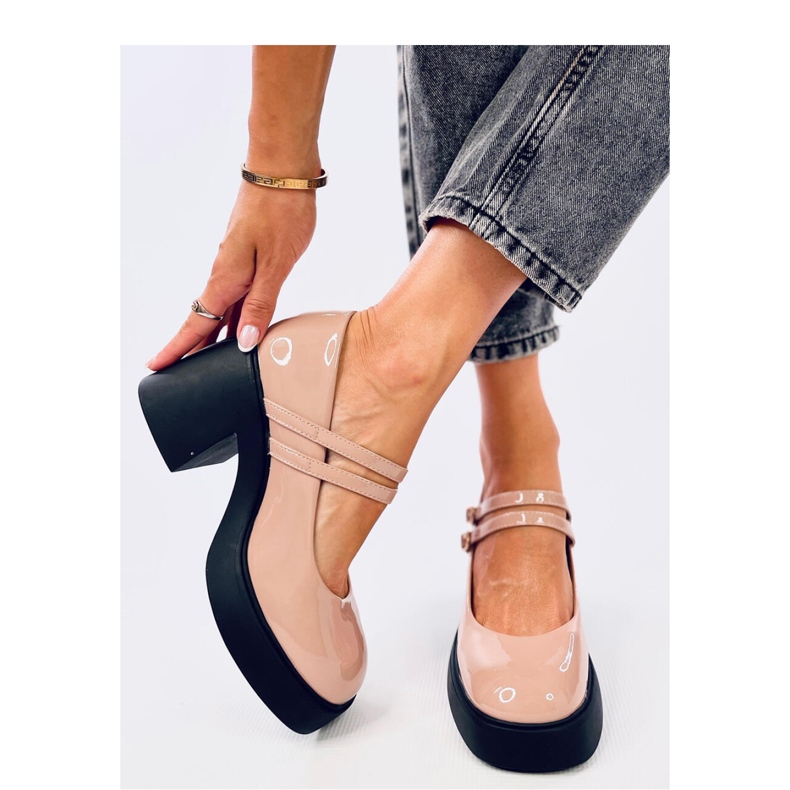 Pompe Lorai Khaki cu toc lat - Inello bej 1