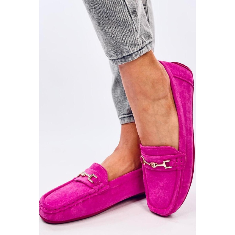 Mocasini dama din piele intoarsa Sourd Fuchsia roz 1