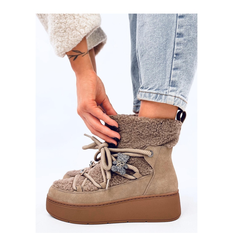 Cizme de zapada kaki cu shearling maro 1