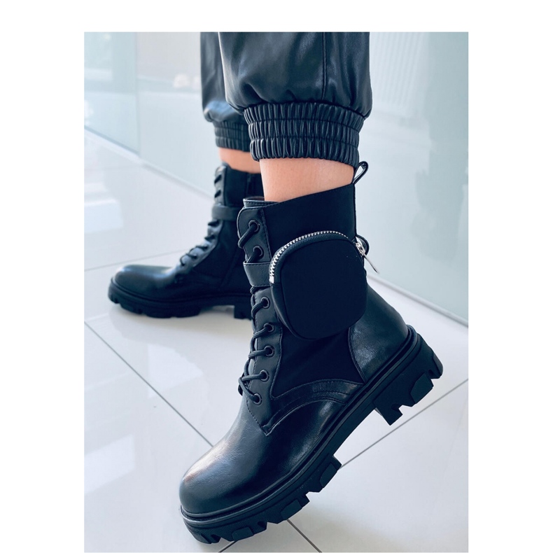 Botine Victor Black cu siret - Inello negru 2