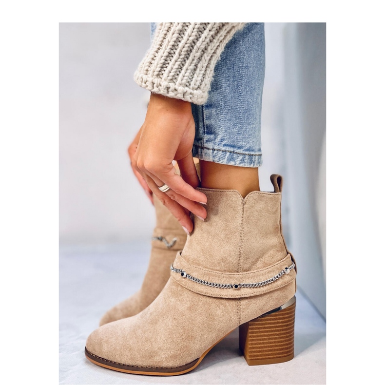 Botine Athing Khaki din piele intoarsa - Inello bej 2