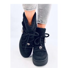 Cizme negre de zăpadă din piele de oaie negru 2