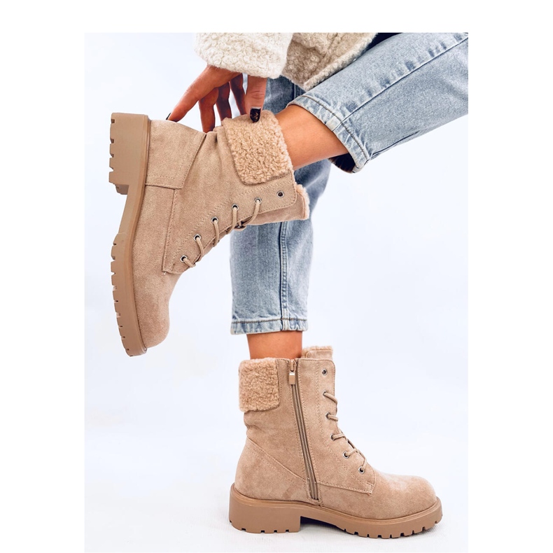 Botine bej cu șireturi 2