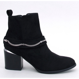 Botine negre din piele intoarsa cu toc inalt negru 1