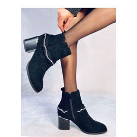 Botine negre din piele intoarsa cu toc inalt negru 2