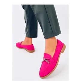 Mocasini dama piele intoarsa Fuchsia roz 1