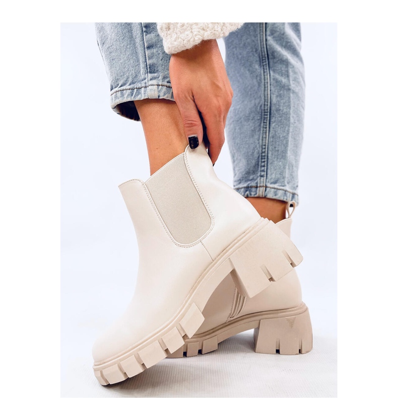 Cizme Chelsea cu toc lat Ledeck Beige Pu - Inello bej 1 Cizme Chelsea cu toc lat Ledeck Beige Pu - Inello bej 1