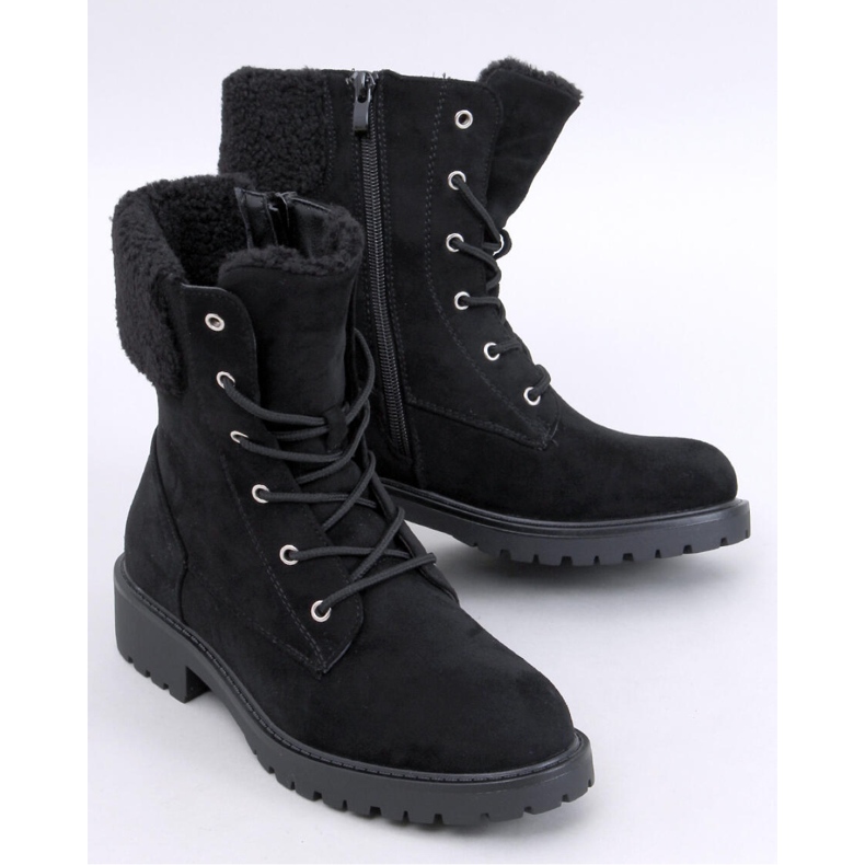 Barkoi Botine negre cu siret cu piele de oaie - Inello negru 1