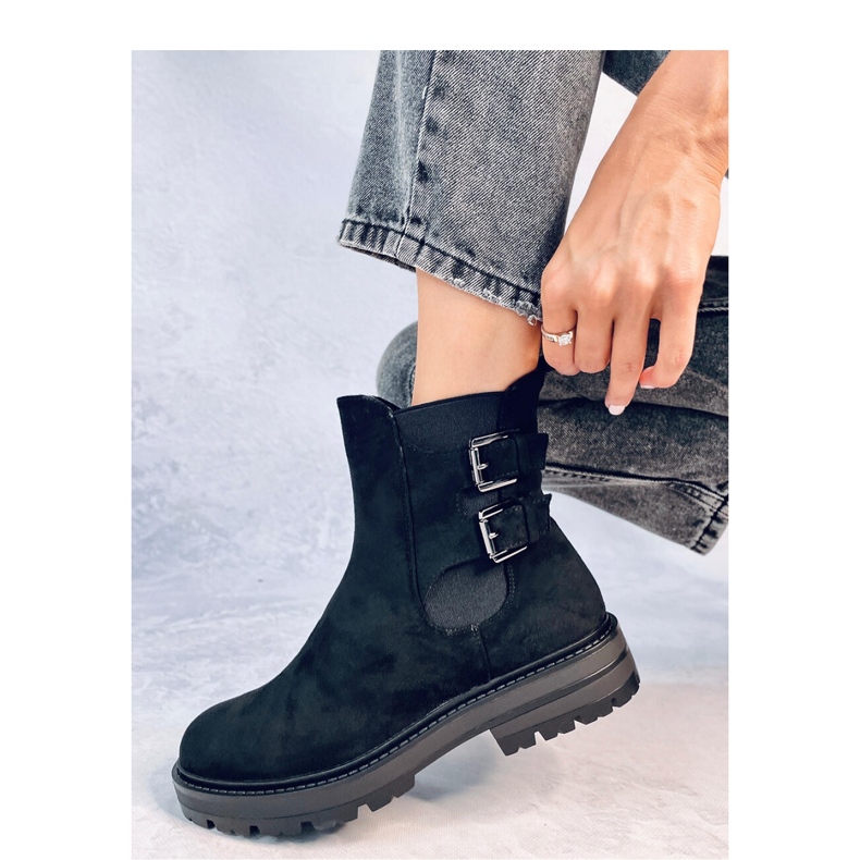 Cizme Chelsea din piele intoarsa neagra negru 2