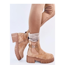 Cizme Chelsea cu platformă bej 2