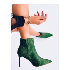 Botine cu toc inalt cu cristale verzi verde 1