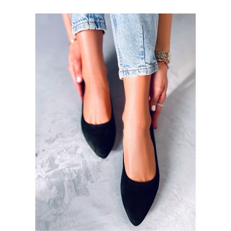 Balerini cu inserție din piele Keys Black - Inello negru 2