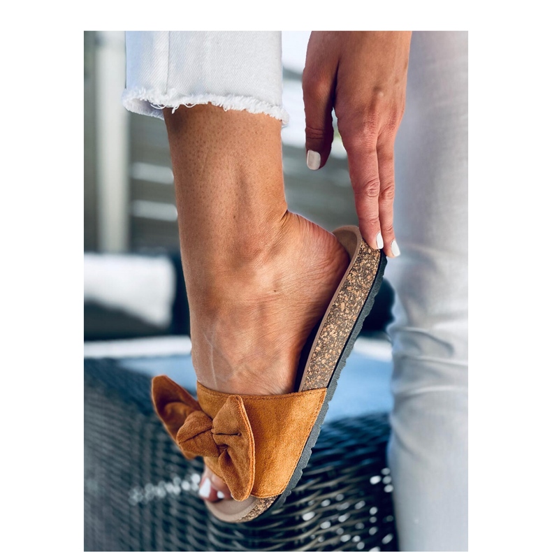 Sandale șlapi din plută Kiara Camel - Inello maro 2