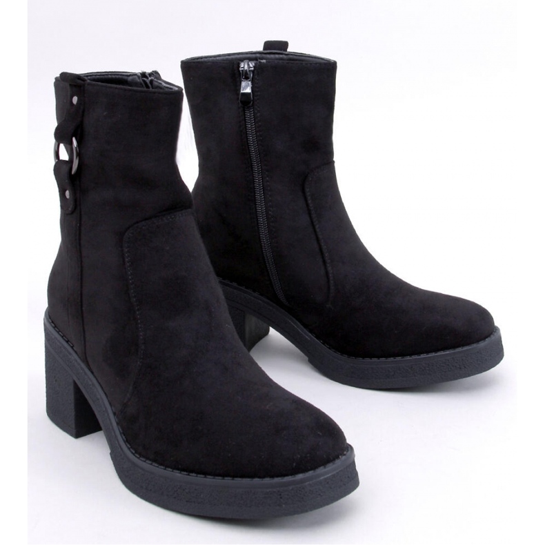 Botine negre cu toc lat negru 1