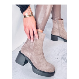 Botine kaki cu toc stabil maro 1