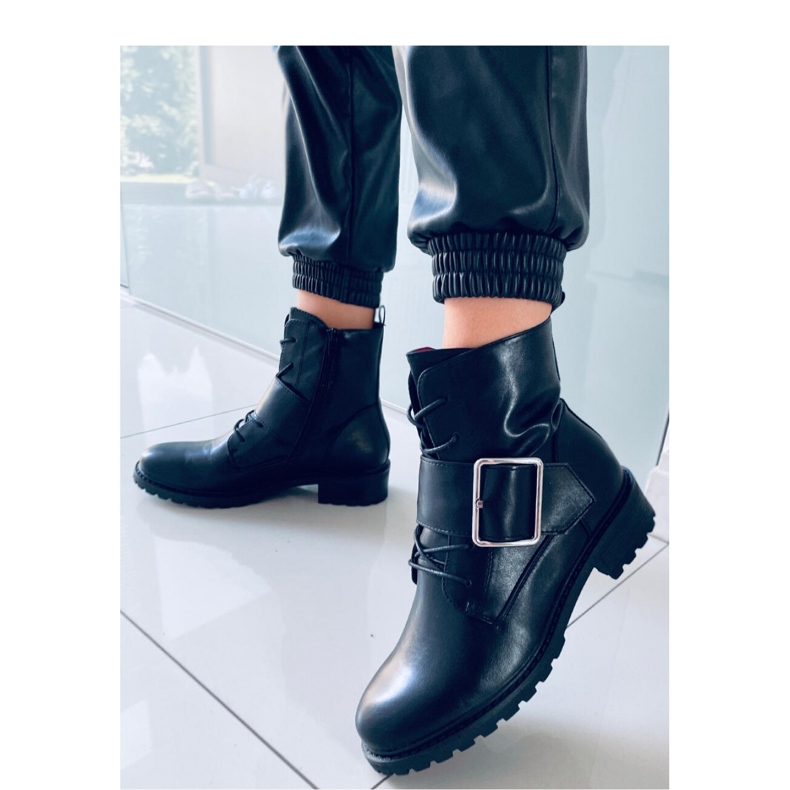 Botine Billy Black cu șireturi - Inello negru 2