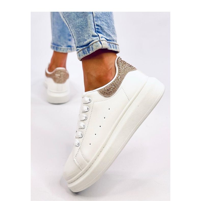 Tenisi aurii cu platformă alb 1