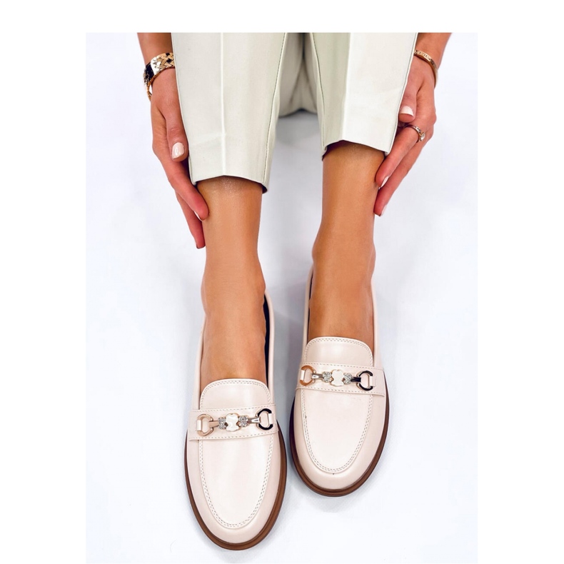 Seastar Mocasini de damă din bob cu ursuleți de pluș bej 2