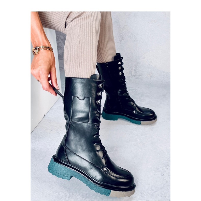 Cizme cu talpa colorata negru 2