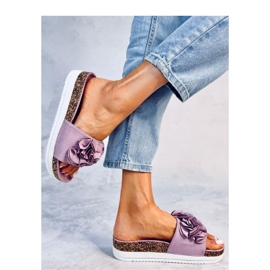 Slapi de damă cu talpă înaltă violet 2