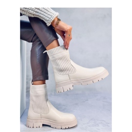Botine bej cu partea superioară elastică 3