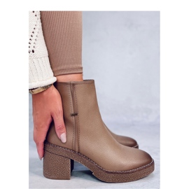 Botine cu toc inalt din cauciuc Tamika Beige - Inello maro 2