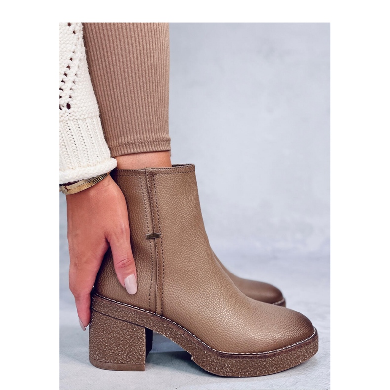 Botine cu toc inalt din cauciuc Tamika Beige - Inello maro 2