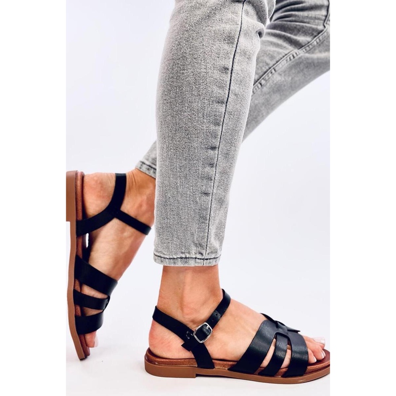 Sandale plate dama negre negru 1