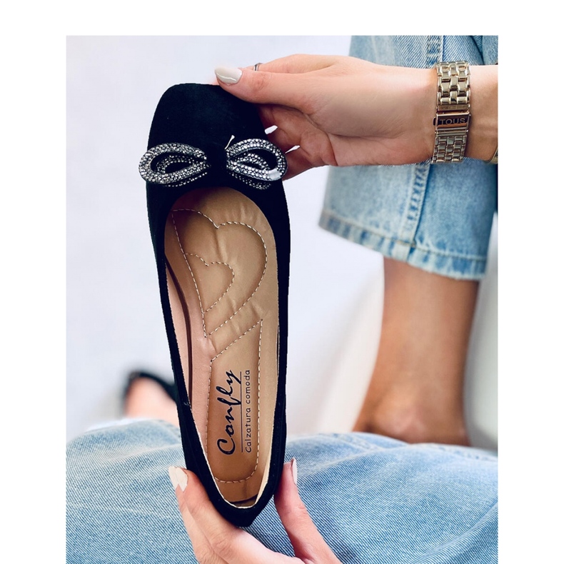 Balerini din piele intoarsa cu fundita Serna Nero - Inello negru 2