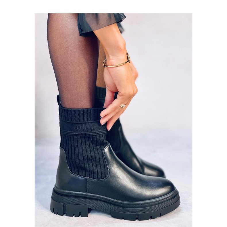 Botine cu partea superioară elastică Demus Black - Inello negru 2