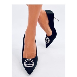 Tocuri înalte negre cu decor cu cristale negru 1