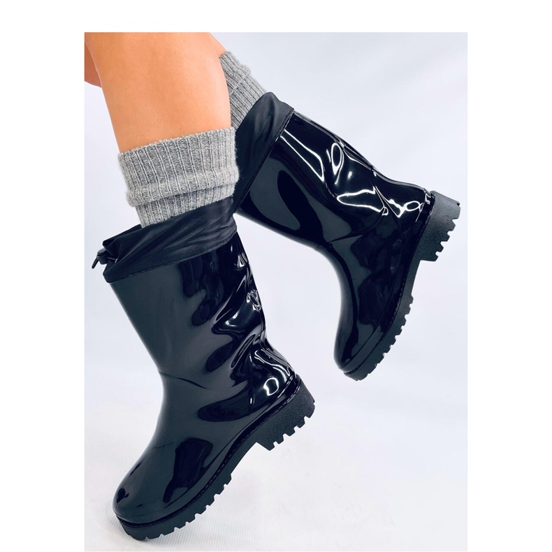 Galoșuri pictate cu manșetă neagră negru 1