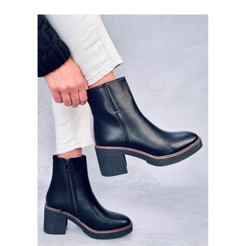 Botine cu toc inalt din cauciuc Tamika - Inello negru 2