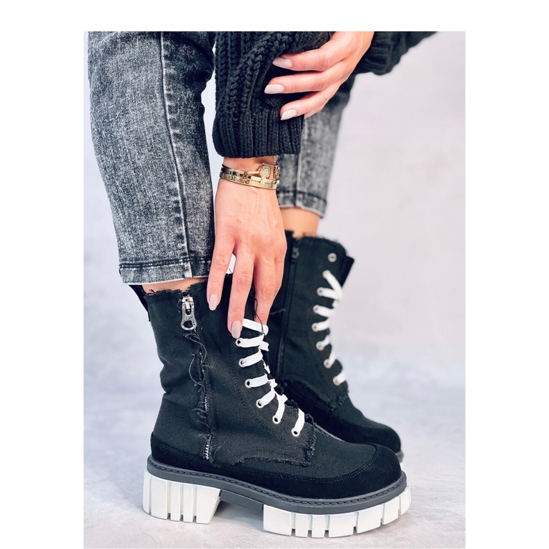 Botine Vaugh de pânză neagră cu protector - Inello negru 2