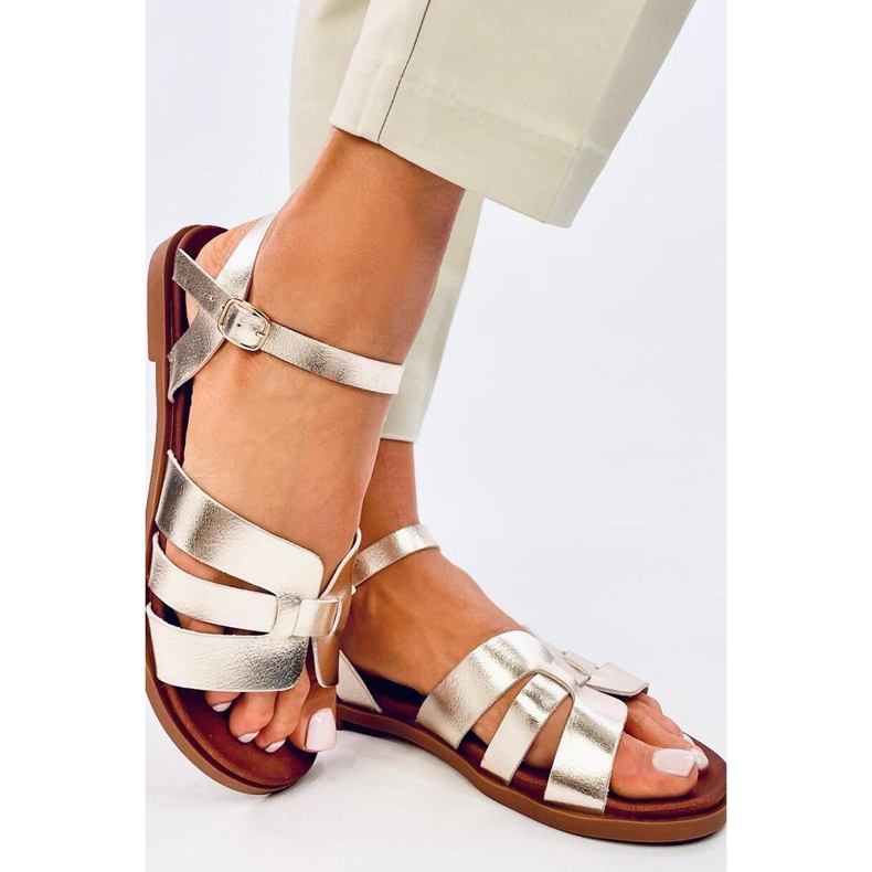 Sandale plate dama aurii de aur 1