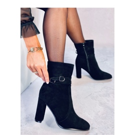 Dianes Botine negre din piele intoarsa cu toc - Inello negru 2