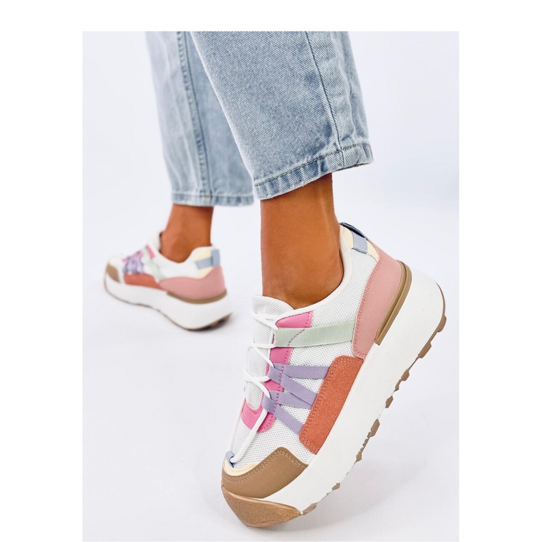 Adidasi de dama cu talpa inalta alb 1