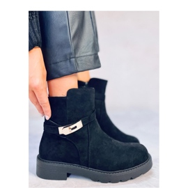 Drapers Botine plate din piele intoarsa neagra - Inello negru 2