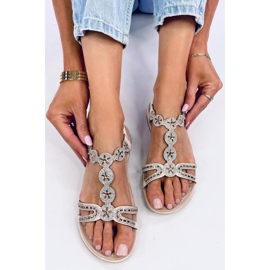 Sandale Yvers Beige cu zirconi decorative - Inello bej 2