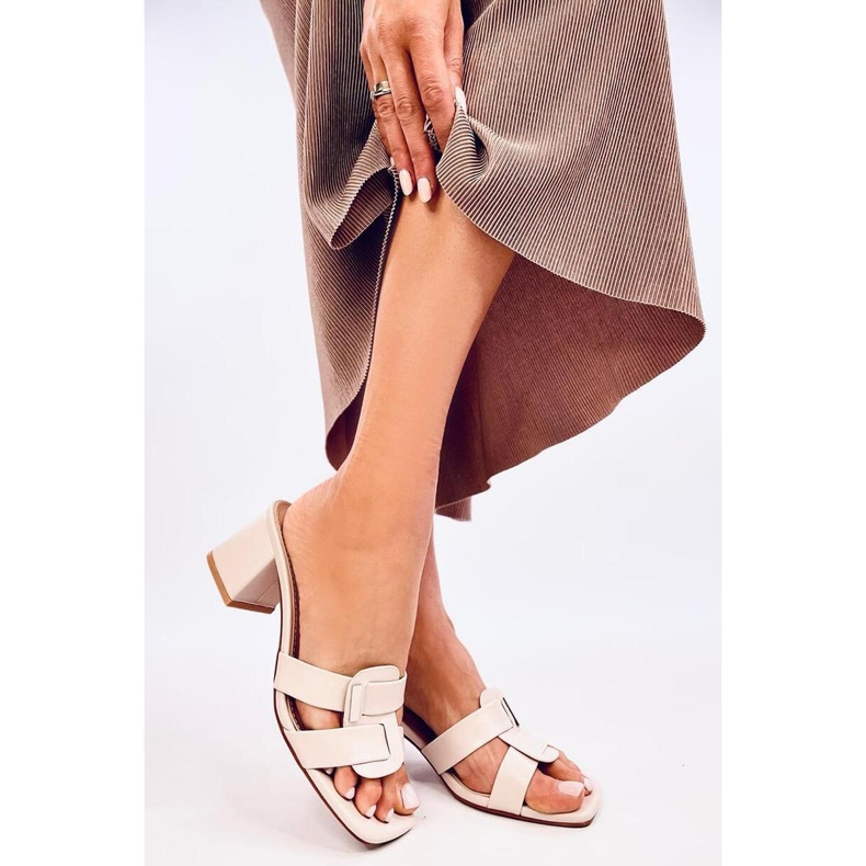 Sandale Slapi eleganti cu toc inalt Lafar Beige - Inello bej 2