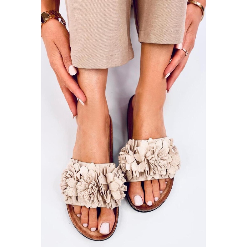Sandale Sandal Cork cu flori Sebill Beige - Inello bej 1