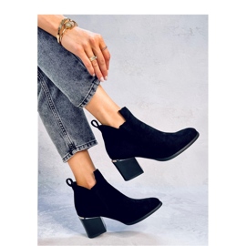 Botine Hallie de piele intoarsa neagra cu toc - Inello negru 2