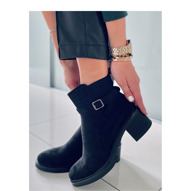 Aretha Botine negre cu toc lat - Inello negru 2