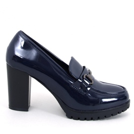 Mocasini Hyett Dark Blue cu toc lacuit - Inello 1 Mocasini Hyett Dark Blue cu toc lacuit - Inello 1