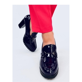 Mocasini Hyett Dark Blue cu toc lacuit - Inello 2