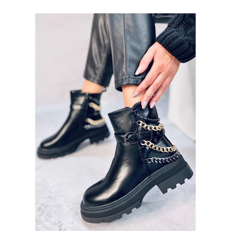 Botine militare cu lanțuri Toliver Black - Inello negru 2 Botine militare cu lanțuri Toliver Black - Inello negru 2